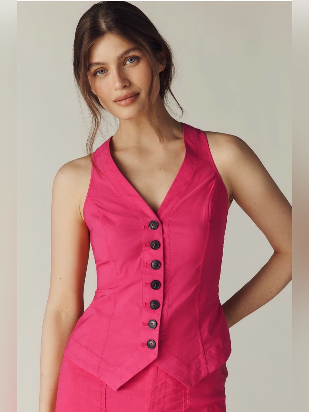 Anthropologie Halsey Slim Button-Front Vest